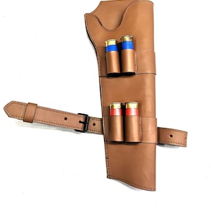 TS Double Barrel Shotgun Holster with leg strap made with  real leather