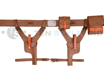 Cintura in pelle ispirata al Mandaloriano con fondina e tasche