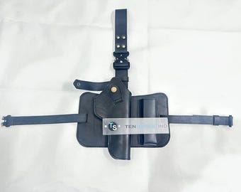 Oberschenkel Holster, Drop Beinhalter mit Clipverschluss, 9 mm Lederhalfter