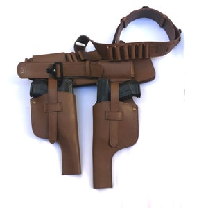Double Holster Mandalorian Cosplay costume Belt with pouch and Props Soldier Strap Hunting Belt image 2