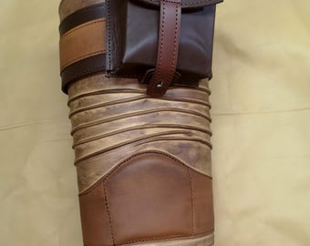 Handmade Real Leather Mandalorian Leg Armor, Unisex Cosplay Costume