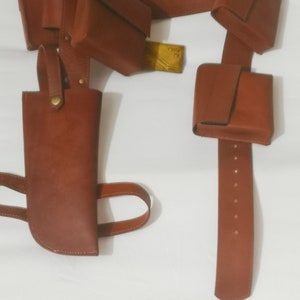 TS Boba fett ROTJ ammo inspired belt, Holster with  4 Pouches with Real Leather