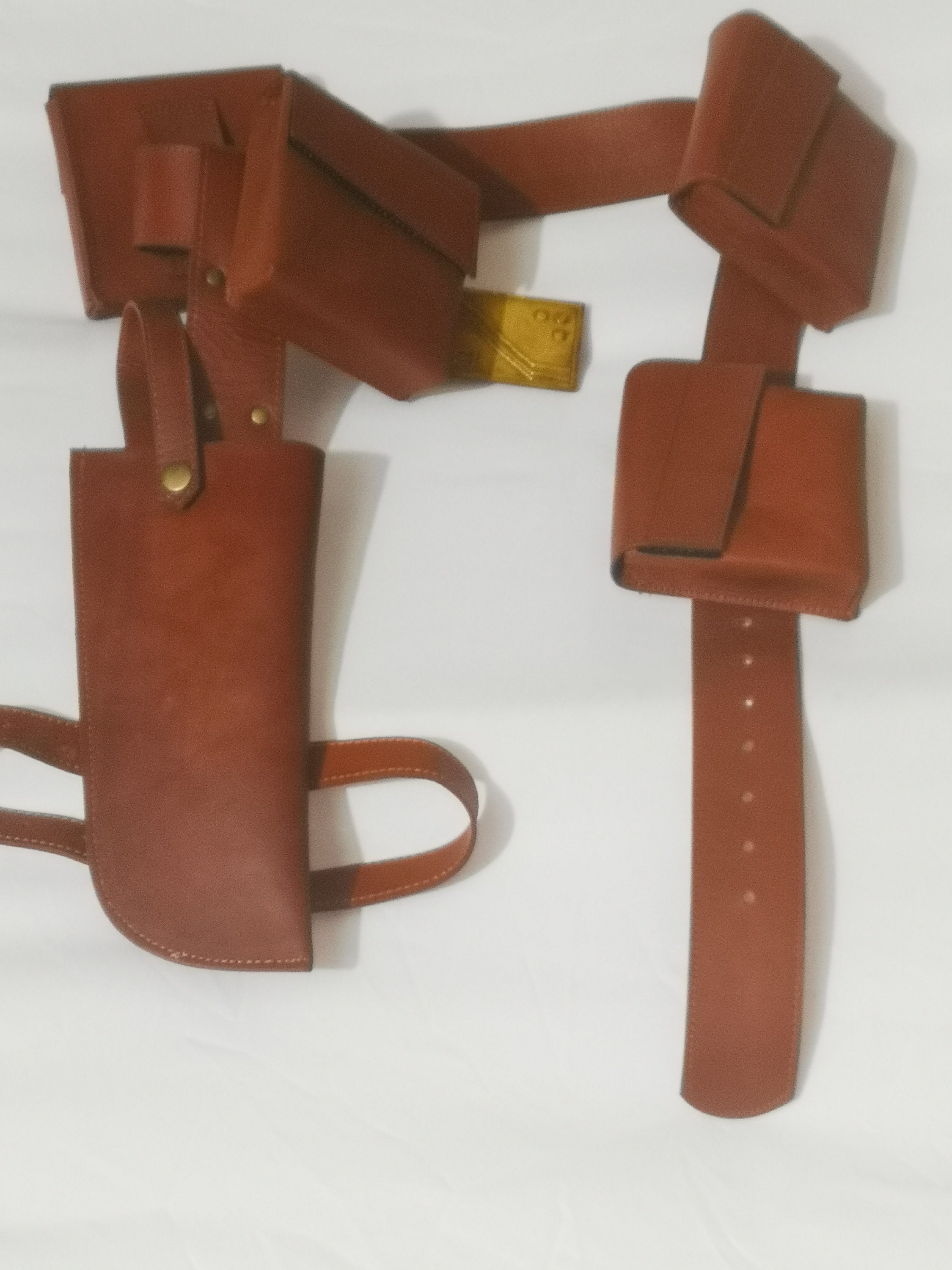 TS Boba fett ROTJ ammo inspired belt, Holster with  4 Pouches with Real Leather