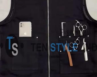 Barber vest made with Jeans Fabric
