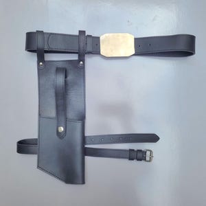 Real Leather Rebel Fleet Trooper DH-17 Blaster Holster Belt and Rig, Pilot Armor Cosplay Belt with Holster