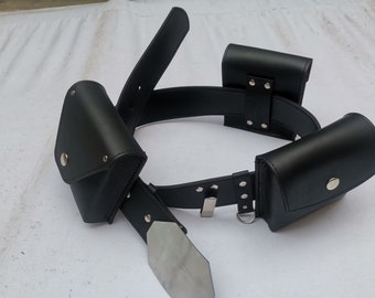 Braun & Schwarz ROTJ Luke Skywalker Cosplay Gürtel, Schwert-Clip und 3 Taschen