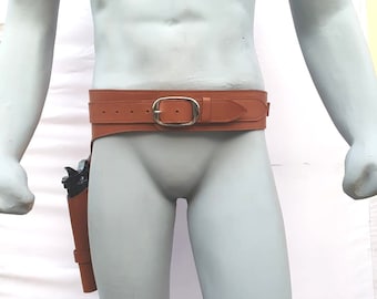 Echtleder Wilder Westen Pistolen-Gürtelhalfter: Cowboy Revolver Fast Draw Rig