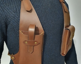 Echtleder Handy und Geldbörse Holster, Sicherheit Geld Körper Gürtel Harness.