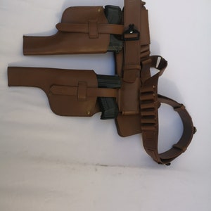 Double Holster Mandalorian Cosplay costume Belt with pouch and Props Soldier Strap Hunting Belt image 3