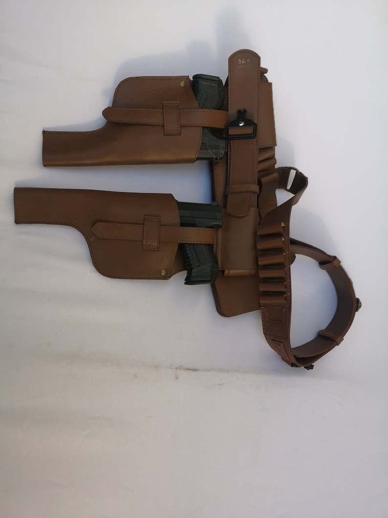 Double Holster Mandalorian Cosplay costume Belt with pouch and Props Soldier Strap Hunting Belt image 3
