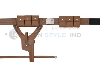 Axe Woves Mandalorian Leather Belt – Season 3 Costume with Gun Holster and Pouches