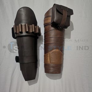 Ts Mandalorian Real Leather Leg Armour Package Men Cosplay Costume Prop Handmade Leg Handcrafted Leather coloring, Right/Left Leg armour