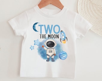 Two the Moon Birthday Shirt Boy Theme Birthday Shirt Space Birthday Family Shirt Two the Moon Family Birthday Outfit 2nd Birthday Tshirt