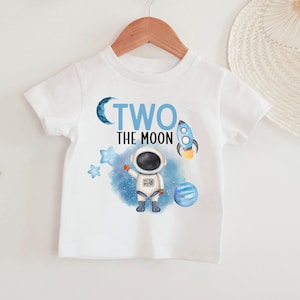 Two the Moon Birthday Shirt Boy Theme Birthday Shirt Space Birthday Family Shirt Two the Moon Family Birthday Outfit 2nd Birthday Tshirt