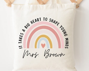 Personalisierte Lehrer Tragetasche: Regenbogen Design, Geschenk für Lehrerin