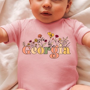 Personalized Wildflowers Baby Girl Onesie: Custom Name Shirt