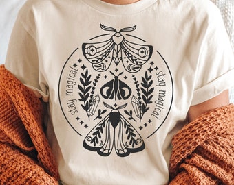 Stay Magical Moth T-Shirt: Spiritual Crystal Witchy Tee