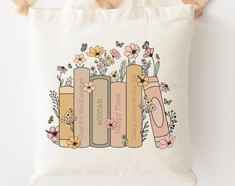 Gepersonaliseerde draagtas boeken: bloemen cadeau boekenwurm