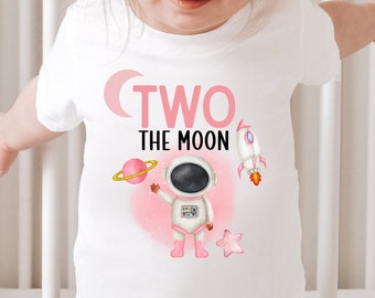 Two the Moon Birthday Shirt: Space Theme 2nd Birthday Outfit