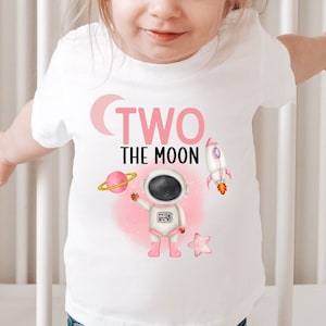 Two the Moon Birthday Shirt Girl Theme Birthday Shirt Space 2nd Birthday Family Shirt Two the Moon Family Birthday Outfit 2nd Birthday Shirt