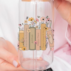 Custom Book Shelf Cup with Straw Custom Book Shelf Book Club Cup Book Lover Cup Personalized Book Cup Book club gift Custom Favourite Books