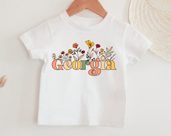 Personalized Wildflowers Infant Name Shirt Toddler Girl Name Shirt Personalized Kids T-Shirt Custom Girl Name Shirt Custom Kids Tshirt