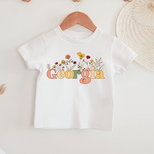 Personalized Wildflowers Infant Name Shirt Toddler Girl Name Shirt Personalized Kids T-Shirt Custom Girl Name Shirt Custom Kids Tshirt