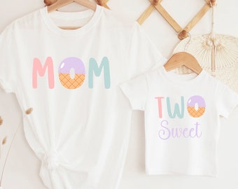 Zwei süßes Geburtstag Shirt Mädchen Thema Geburtstag Shirt Eis 2.Geburtstag Familien Shirt Zwei süße Familie Geburtstag Outfit 2.Geburtstags Shirt