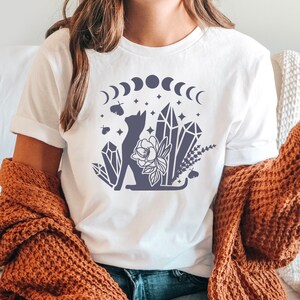 Cats and Crystals T-Shirt: Spiritual Witchy Cat Lover Shirt