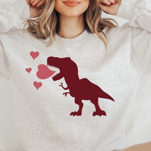 Dinosaur Valentines Day Sweatshirt: Women&#39;s Unisex Sweater