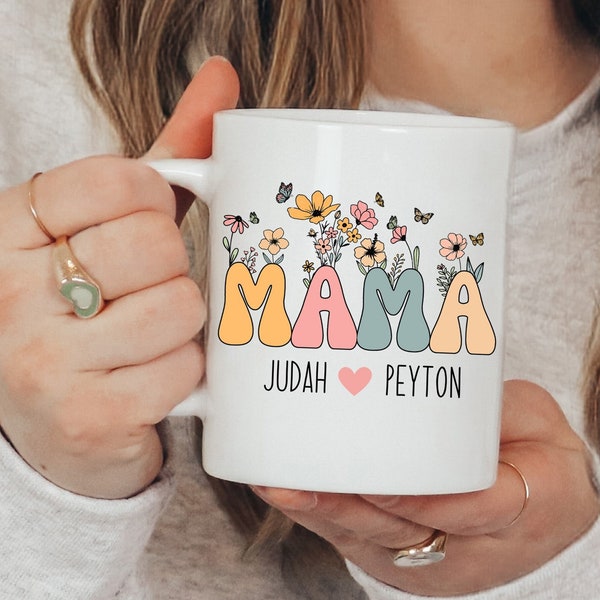 Personalized Mom Mug With Kids Names Mama Mug Mom Gift Ideas Custom Mom Mug Custom Name Son and Daughter Mug Personalized Mug for New Mom