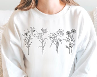 Custom Birth Flower Sweatshirt: Sentimental Gift for Mom