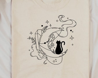 Cats and Crystals T-Shirt: Spiritual Celestial Tee
