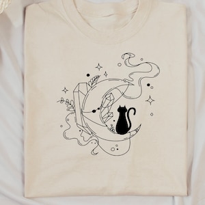 Cats and Crystals T-Shirt: Spiritual Celestial Tee