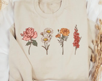 Christmas gift for mom Custom Birth Month Birth Flower Sweater Mothers Day Gift Gift for Mom Plant Mom Gift Gift for Grandmother