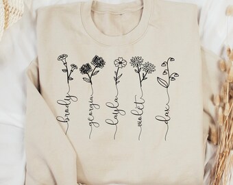 Custom Birth Flower Sweatshirt: Personalized Family Gift