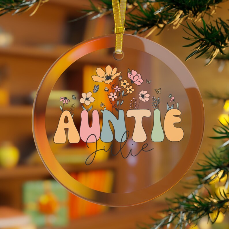 Personalized Aunt Christmas Ornament: Floral Auntie Gift - Etsy