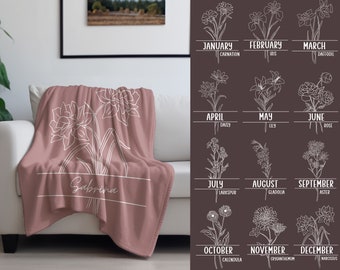 Benutzerdefinierte Geburt Monat Decke Geburt Blume Decke personalisierte Geburt Monat Decke personalisierte Geschenke Decke Geschenk für Baby Geschenk für Mama