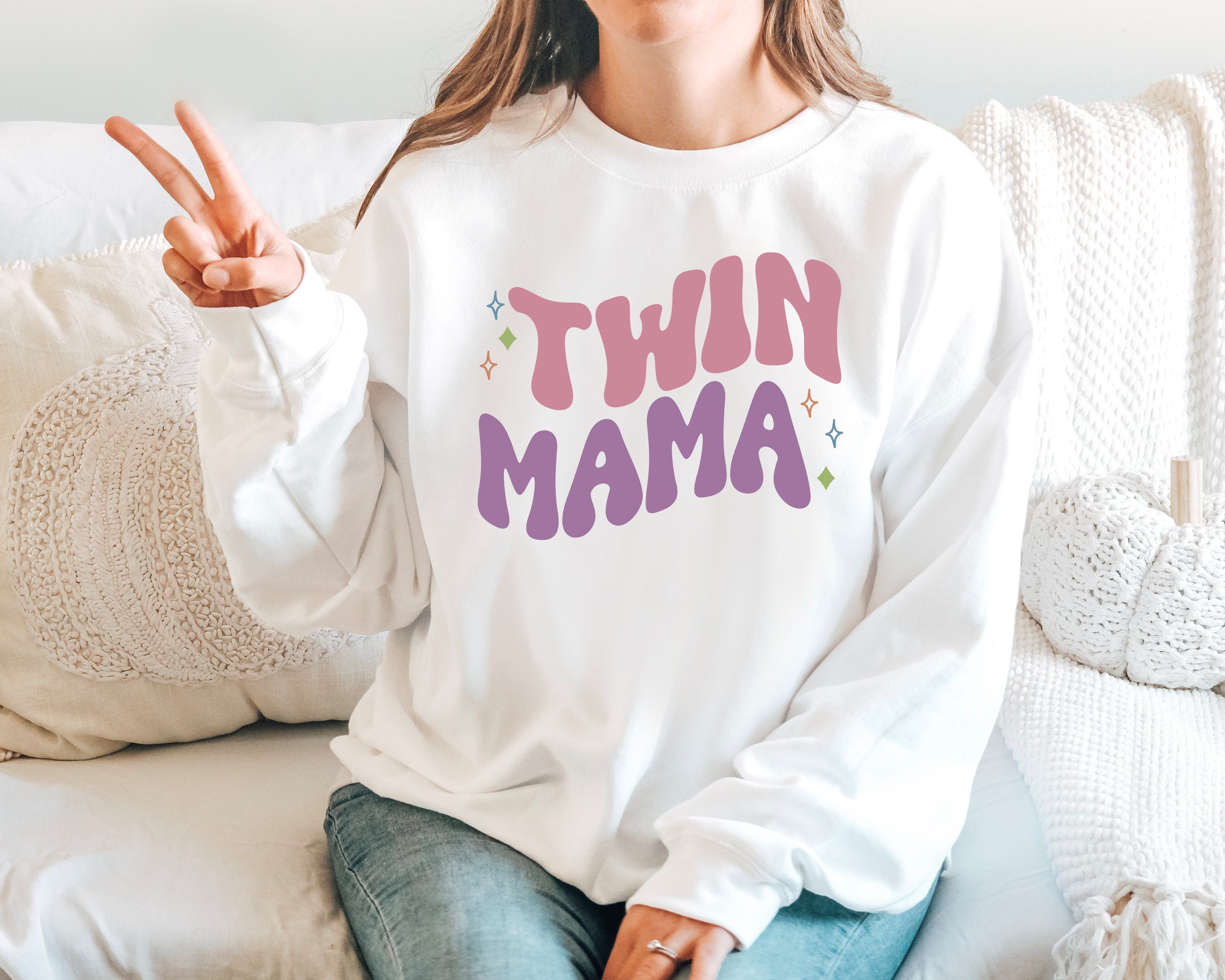 Twin Mama Sweatshirt: Retro Mom Sweater - Etsy