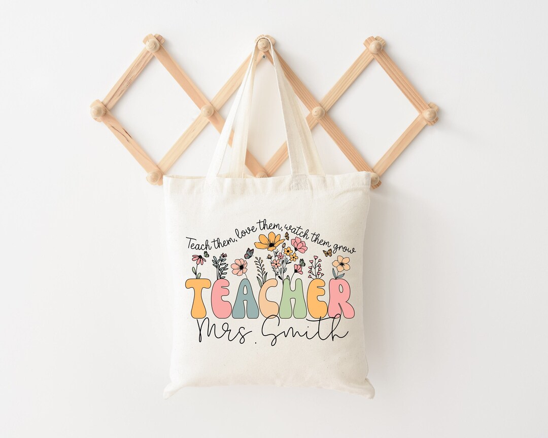 Personalized Teacher Tote Bag Teacher Appreciation Gift Custom Teacher ...