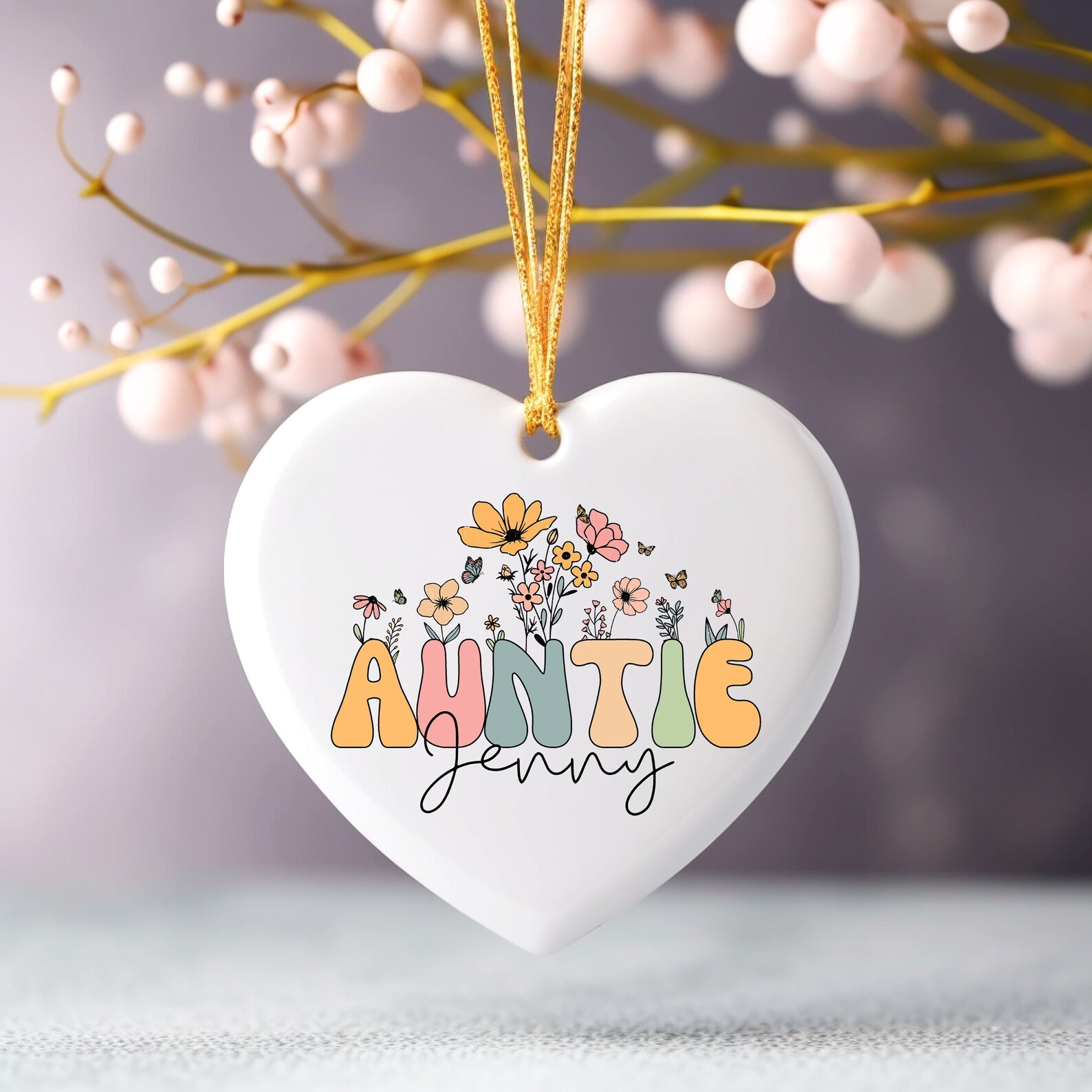Personalized Aunt Christmas Ornament: Floral Auntie Gift - Etsy