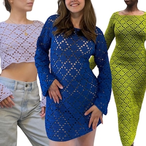 Crochet Cropped Sweater/ Crochet Dress / Crochet Bikini Cover up Pattern | Samara 2-in-1 Pattern by Hookloops Ph | | Beginner Friendly