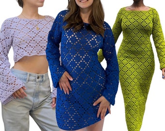 Crochet Cropped Sweater/ Crochet Dress / Crochet Bikini Cover up Pattern | Samara 2-in-1 Pattern by Hookloops Ph |