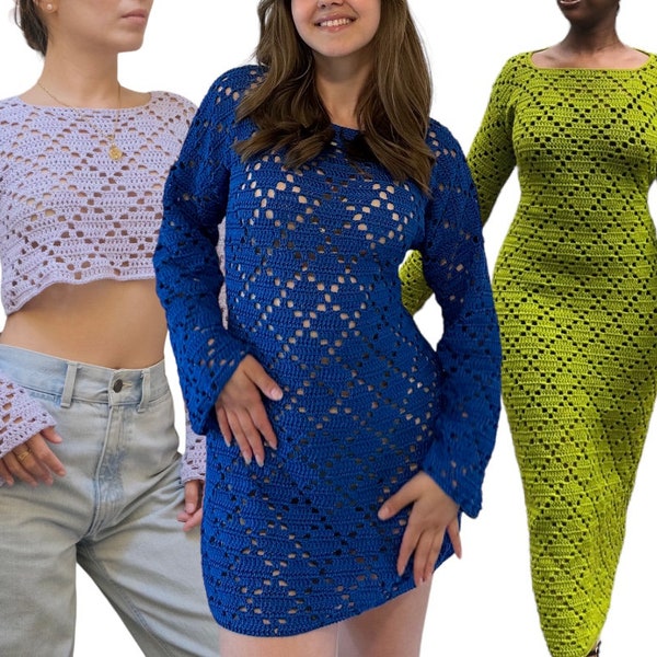 Crochet Cropped Sweater/ Crochet Dress / Crochet Bikini Cover up Pattern | Samara 2-in-1 Pattern by Hookloops Ph |