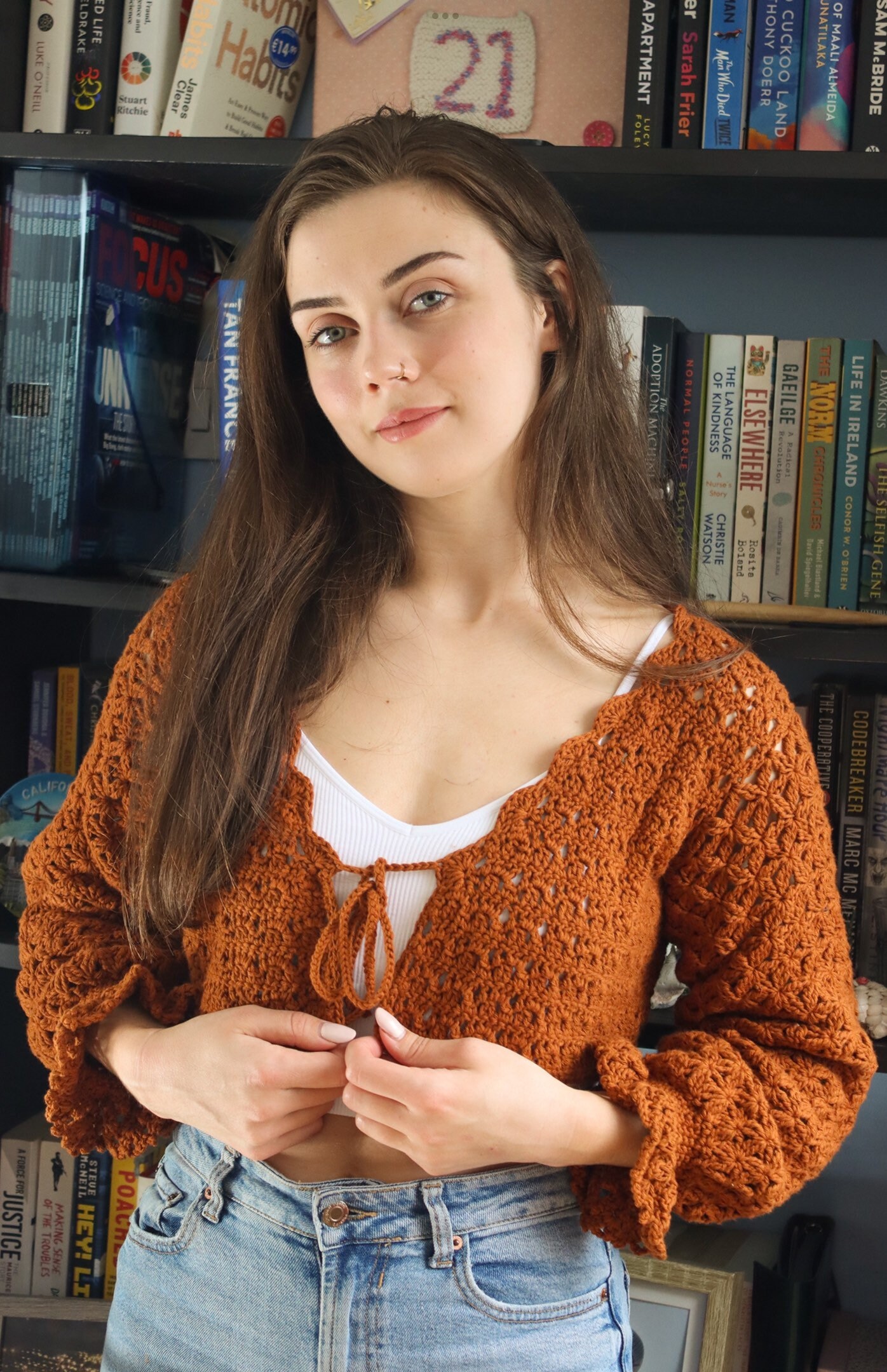 crochet lace knit cardigan – louren store