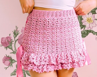 Patrón de falda de crochet escalonada: mini midi semi ajustada (archivo digital)
