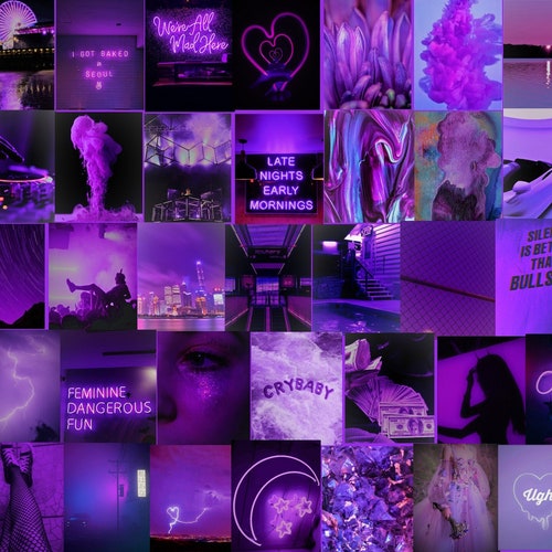 Purple Neon Aesthetic Photo Collage Euphoria Purple Wall - Etsy