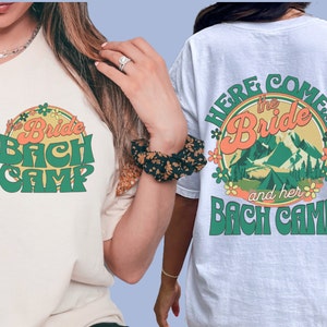 Camp Bachelorette Shirts, Camping Bachelorette Party Shirts, Camp Bach Tee, Custom Name Bridal Party Gift, Camping Bridal Party Shirts