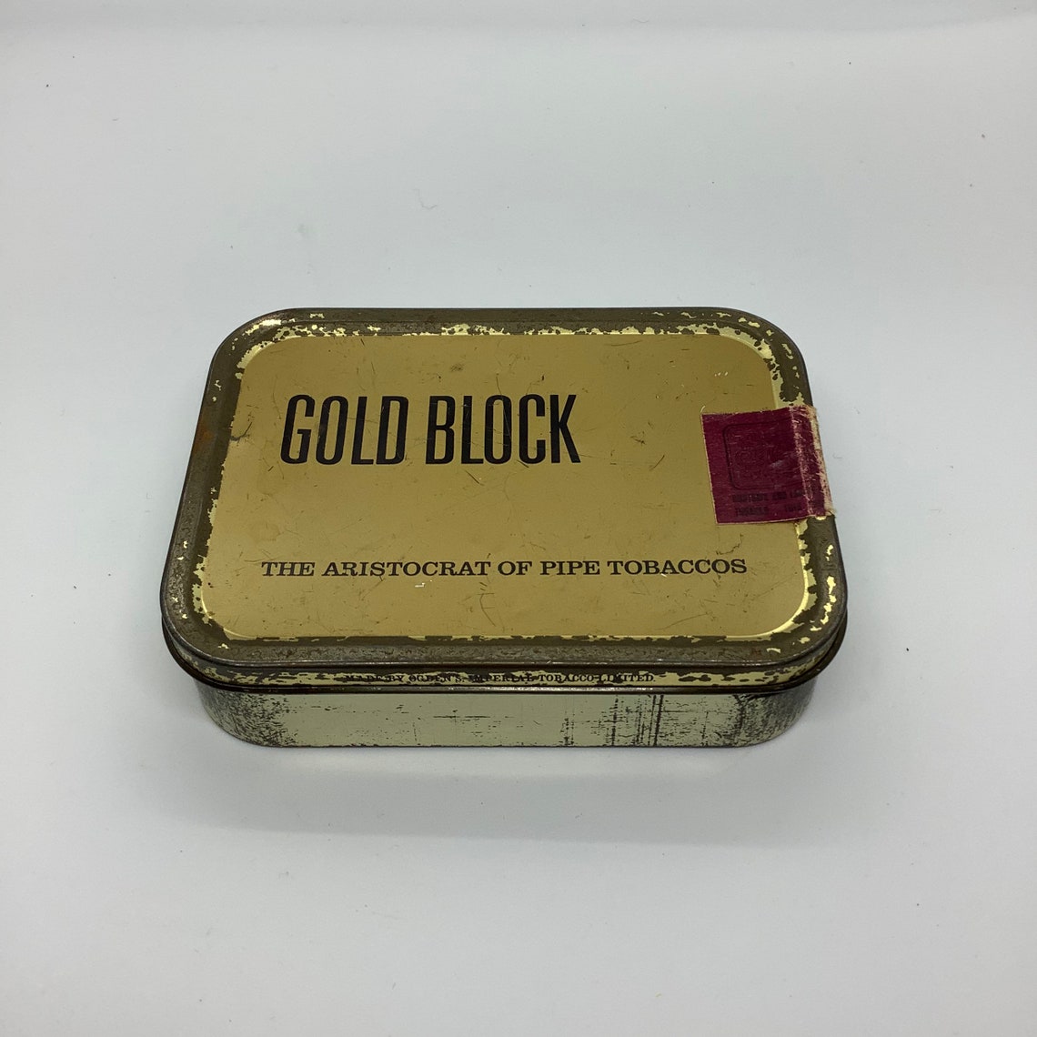 Vintage antique gold block tobacco tin Etsy