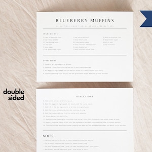 Double Sided Recipe Card Template,  Editable Simple Recipe Card, Modern Recipe Card,  Printable Recipe Card,  Personalized Recipe 6x4 7x5